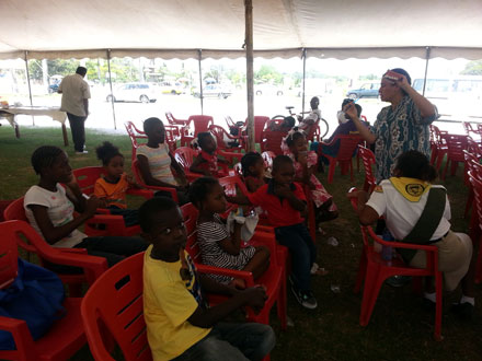 Children being educated on health matters at the fair
