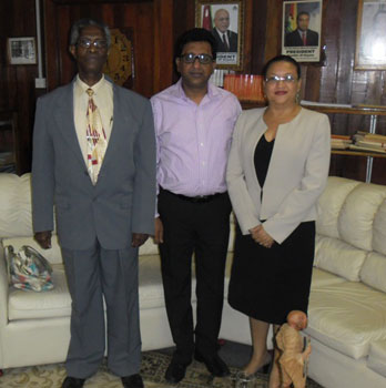UNICEF’s regional consultants (Consultancy of Law, Governance and Rights) Dr. Lawrence Joseph and Ms. Anande Trotman-Joseph with Attorney-General, Mr Anil Nandlall