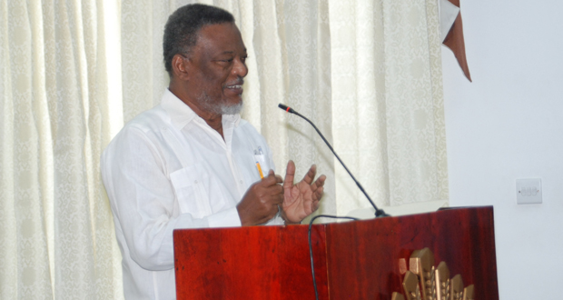 Prime Minister Samuel Hinds addresses the opening of the training course for State media practitioners