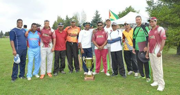 The victorious Essequibo side, Executive of Ontario Masters and supporters.