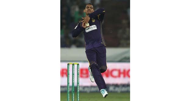 Sunil Narine's action draws scrutiny following 3 for 33 against Dolphins and becomes the fourth bowler to be reported for a suspect action during the 2014 CLT20 .