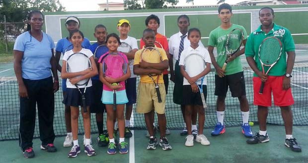 The Guyana National Team to contest the IGG tournament is flanked by coaches Shelly Daly-Ramdyhan and Nicholas Glasgow. Separate is Khalif Gobin.