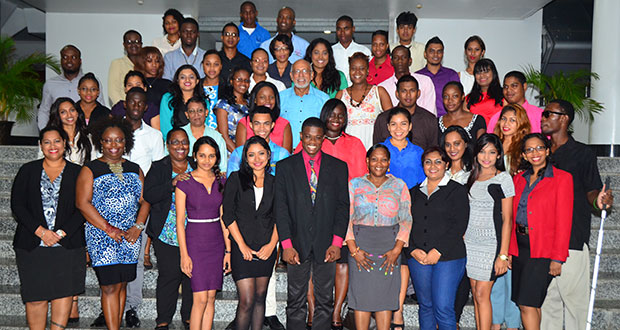 President Donald Ramotar last evening at the Guyana International Conference Centre with State media operatives from the Guyana National Newspaper Limited (GNNL), National Communications Network  (NCN)and Government Information Agency (GINA).