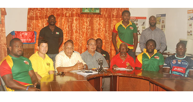 Executives of the GRFU and some of the selected players at yesterday’s press conference