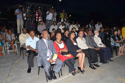 Caption: Prime Minister, Samuel Hinds; Education Minister, Priya Manickchand; Health Minister, Dr. Bheri Ramsaran; Head of the Private Sector Commission, Ramesh Persaud; and Mexican Ambassador, Francisco Olguin at the 48th convocation of the University of Guyana
 