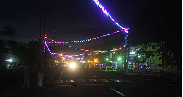 A section of Young Street that the Top Cop lit up but there are plans to put on more lights.