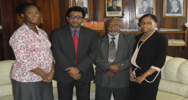 From left are Ms. Renée K. Sandiford, Attorney-General Anil Nandlall, Justice Abdullah Zuru, and Ms. Cheyenne Lall