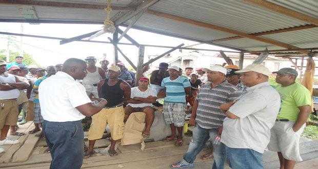 A MARAD official as he addressed concerns raised by fishermen at Goed Fortuin, WBD