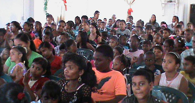 The large crowd of children at the PPP’s children's party at     Anna Regina on Sunday