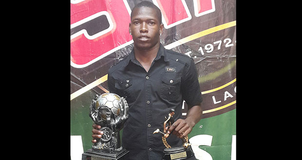 Domini Garnett with his MVP and Highest Goals Scorer awards