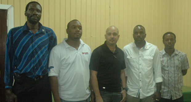 GABA president Michael Singh (centre) is flanked by other Executive members; from left - Ian Andrews, Adrian Hooper, Kevin Amsterdam and Darcel Harris.