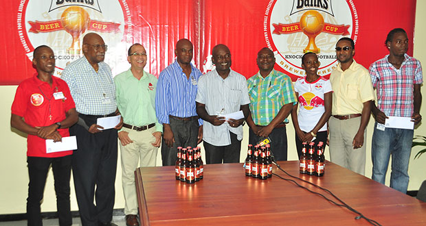 Representatives of the top finishers and sponsors at yesterday’s GFA Banks Beer Cup presentation of prizes.