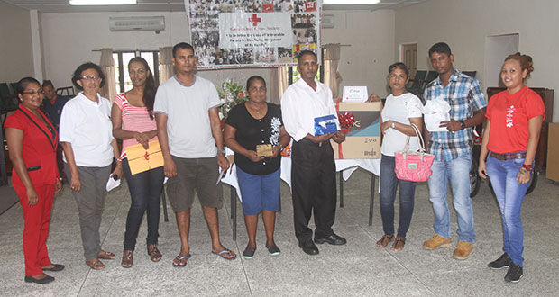 Winners along with representative from the Guyana Red Cross Society pose for this Sonell Nelson photo