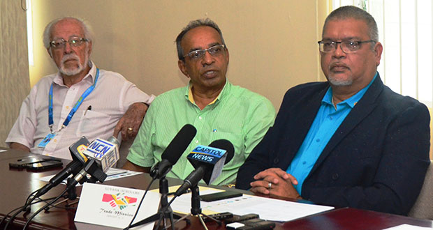 PSC Executive Members (from left) are  Kit Nascimento, Eddie Boyer and Ramesh Dookhoo   (Adrian Narine photo)