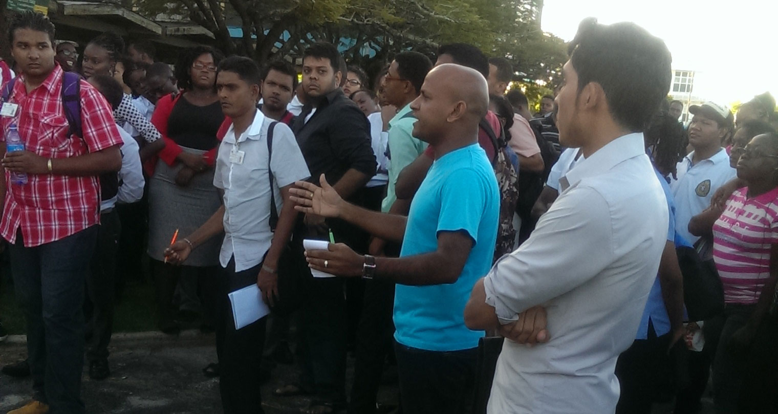 ‘AMUSING’: AFC activist Mark Ross (both hands up) during his campaigning yesterday