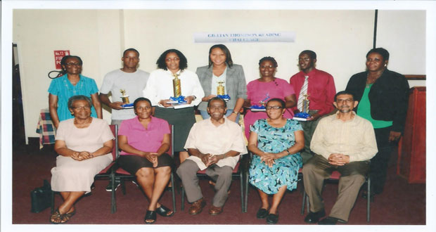 Chief Librarian, Ms Emile King; Chairman of the National Library Committee, Mr Petamber Persaud; Committee Member, Ms Yvonne Harewood-Benn; Coordinator of Extension Activities, Ms Margaret Eastman; the late Gillian Thompson's father, Mr Clement Thompson and her siblings and the five awardees