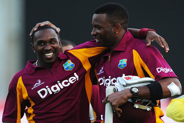 Dwayne Bravo (left) and Kieron Pollard ... both left out of the West Indies World Cup squad.