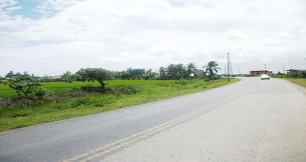 A section of the West Coast Demerara public road at Crane Village