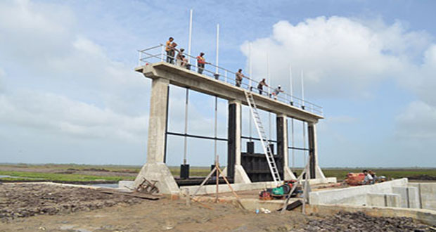 Works ongoing in mid-January at the Northern Relief Channel at the Hope Canal, East Coast Demerara