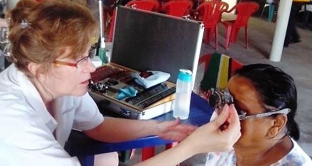 A resident being attended to during the clinic