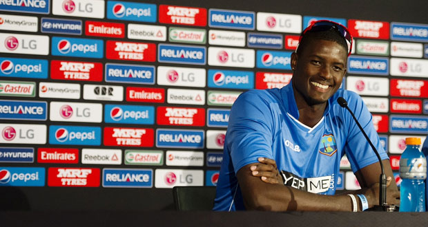 West Indies captain Jason Holder speaks to members of the media during the media conference at Munaka Oval, yesterday. (WICB media photo)