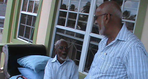 President Ramotar in conversation with centenarian in Aurora
