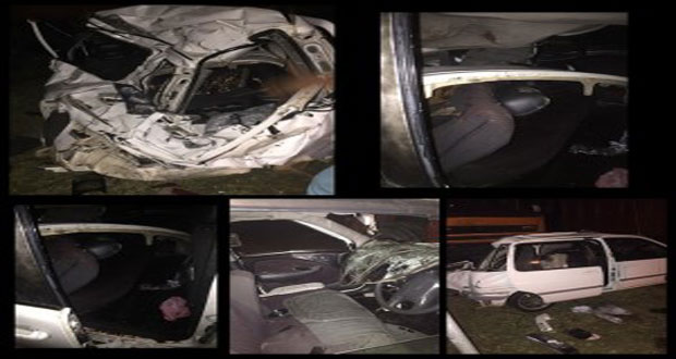 This composite photo shows the damage to the car after the accident