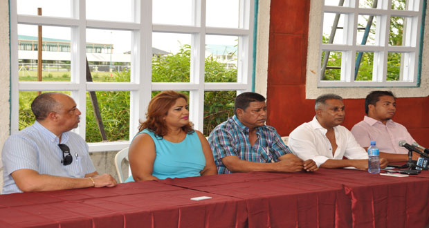 Members of the head table Thursday were Giftland Mall Property Manager, Christian Bautista; President of the Giftland Mall, Mr Roy Beepat; Mahendra Persaud, shareholder; Giftland Director, Monica Beepat; and Wayne Clark of Amalgamated Security Services