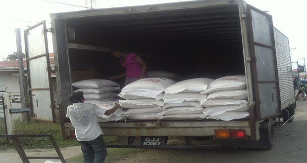 An open bag of rice with what is alleged to be poison