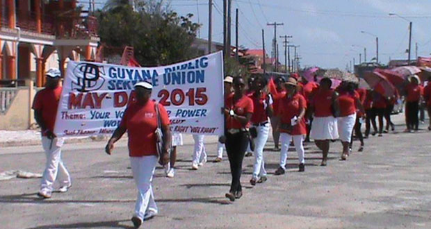 Workers in a march at Anna Regina May Day rally