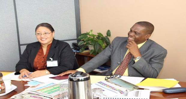 Chief of the CARICOM Election Observation Mission and Deputy Director of Elections, Electoral Office, Jamaica Mr. Earl Simpson (right) and Deputy Chief of Mission, Chief Elections Officer, Elections and Boundaries Department, Belize, Ms Josephine Tamai