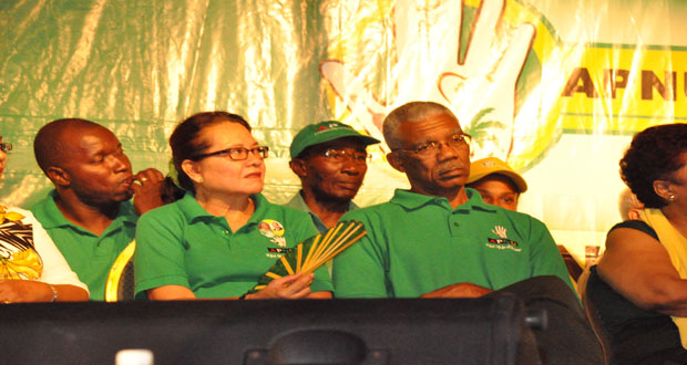 APNU+AFC Presidential Candidate David Granger and Mrs. Granger at the Square of the Revolution last evening