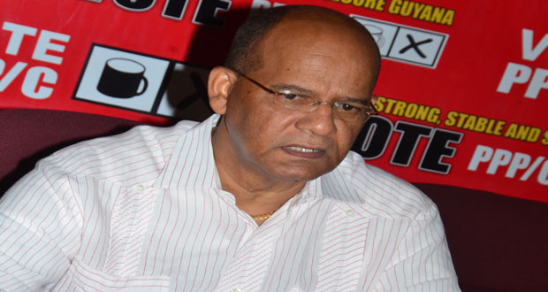 PPP General Secretary, Clement Rohee at yesterday’s press briefing