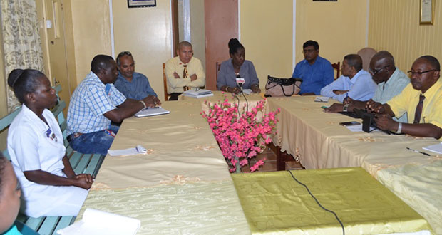 Minister of Public Health, Dr George Norton meeting the Linden Hospital Complex Board of Directors last Friday
