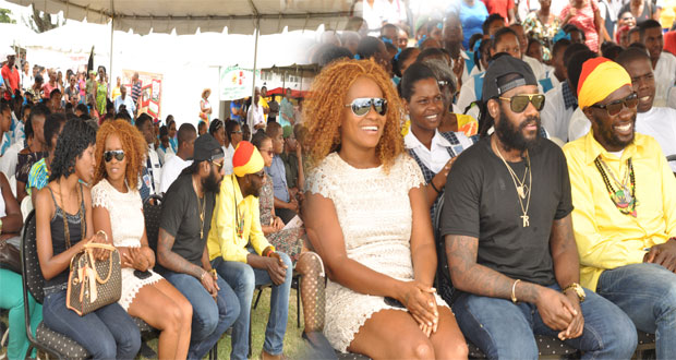 International artistes, Tanya Stephens, Taurus Riley and Natural Black in attendance at the GDF Health and Wellness Exhibition yesterday.