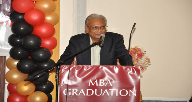 Education Minister, Dr. Rupert Roopnaraine speaking at the graduation ceremony