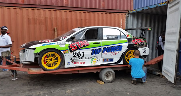 Kristian Jeffrey’s car is loaded, bound for Trinidad and Tobago.