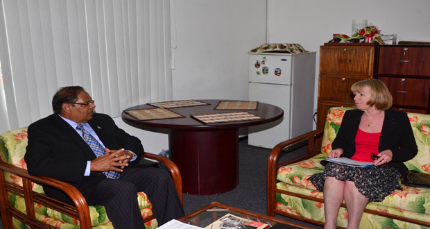 Prime Minister Moses Nagamootoo meets UNICEF’s Marianne Flach(Photo by Adrian Narine)