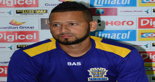 Tridents Rayad Emrit speaks after his side’s win against the Amazon Warriors (Adrian Narine Photo)