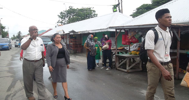 Minister Dawn Hastings-Williams during a familiarisation tour of the Golden Grove Market