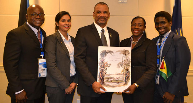 CEO Olato Sam, Bahamas Minister for Education, Science and Technology, Jerome Fitzgerald, Minister within the Ministry of Education Nicolette Henry, along with other Guyana representatives
