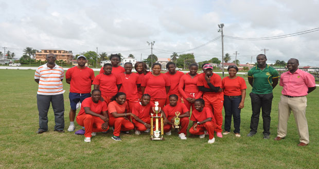 The winning Berbice team pose with GCB officials.