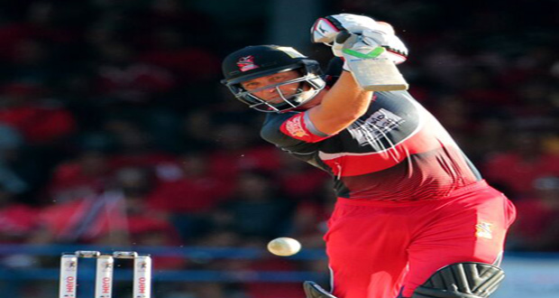 Jacques Kallis drives during his unbeaten score of 61 for T&T Red Steel.