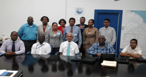 Minister Ronald Bulkan with GWI’s Senior Management and Customer Services Team, yesterday