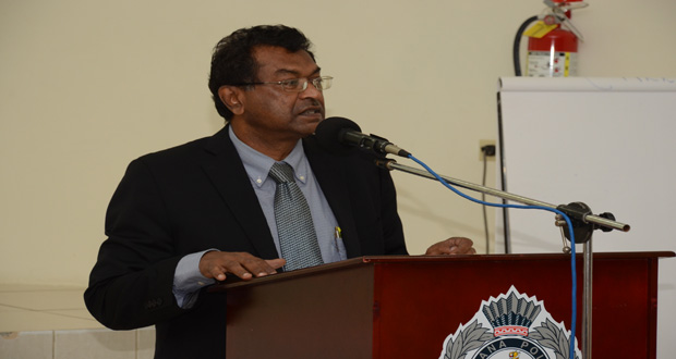 Public Security Minister, Khemraj Ramjattan speaking at yesterday’s event