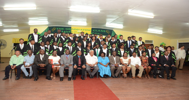 The graduates with Agriculture Minister Noel Holder and other members and officials of GSA