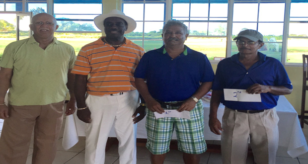 From left to right are Clifford Reis, Archbishop Dr Philbert London, Dr Hilbert Shields and Bholawram Deo