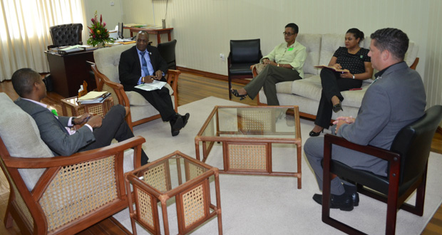 Minister of State Joseph Harmon (second from left) during his meeting with the GFF at the Ministry of the Presidency.