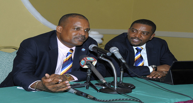 WICB vice-president Emmanuel Nanthan (L) and president Dave Cameron.