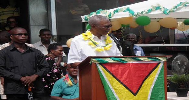 President David Granger addressed residents of the Pomeroon at Charity